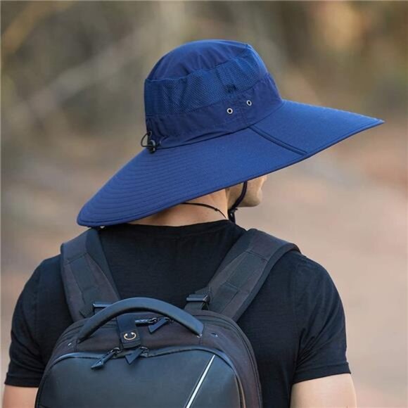 Super Wide Brim Bucket Hat UPF50+ Waterproof Sun Hat for Fishing Hiking - Picture 4 of 7